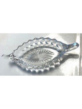 Vintage American Fostoria 2056 Clear Oval Boat Handled 8 3/4" Long Elegant Glass